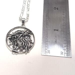 925 Silver Necklace Figaro Jesus Crown of Thorns Christian Catholic Pendant Gift